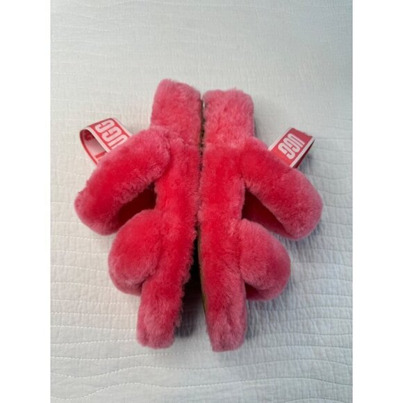 Ugg Womens SZ 8 Fluff Yeah Slide Slippers Pink Shearling Open Toe Indoor/Outdoor - Picture 3 of 9